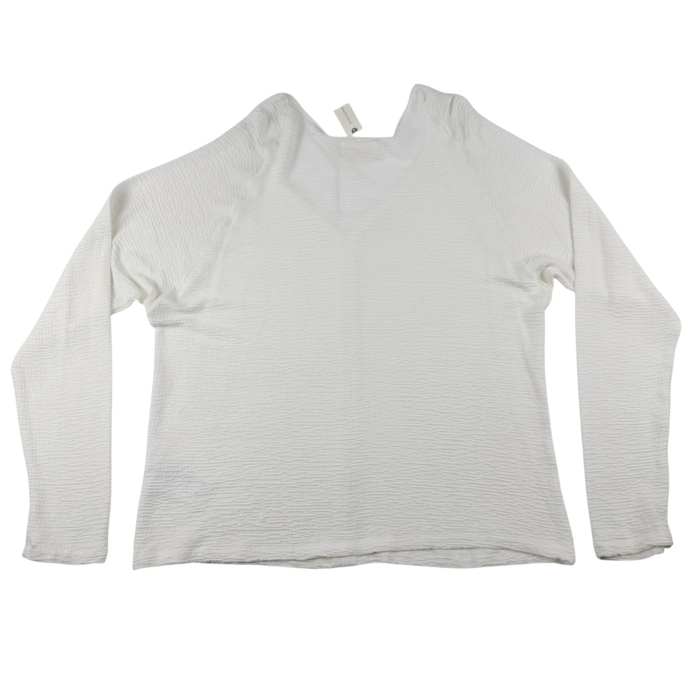 NWT Women's Anthropologie Basic V Neck Long Sleeve Blouse, Size XL, Ivory - Picture 2 of 8